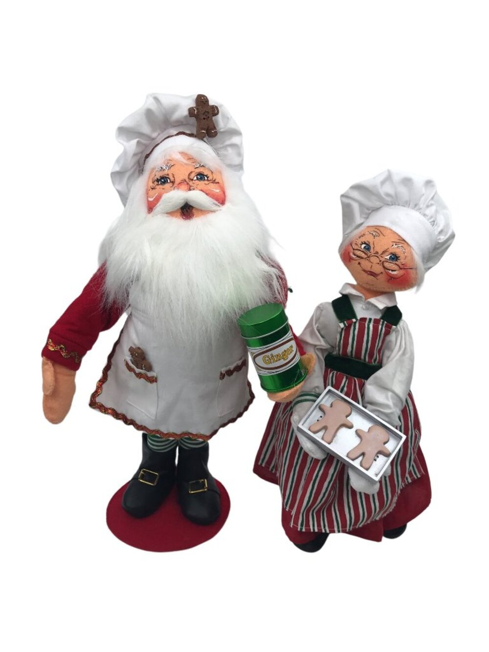 Annalee Santa and Mrs Claus 16" Doll Christmas Gingerbread Baker Vintage Decor
